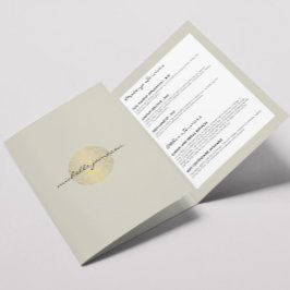 Elegant Gold Leaf Logo Tan Salon, Spa Brochure Drieluik Kaart