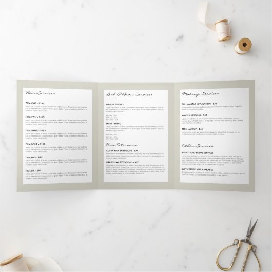 Elegant Gold Leaf Logo Tan Salon, Spa Brochure Drieluik Kaart (Binnen)