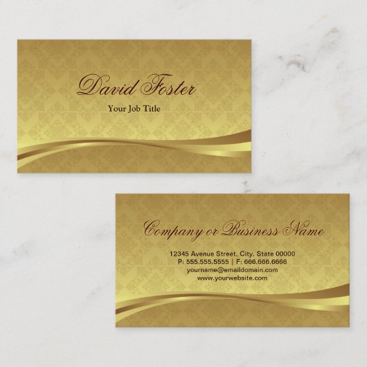 Elegant Gold Leaf-look met Luxury Damask Visitekaartje (Voorkant / Achterkant)