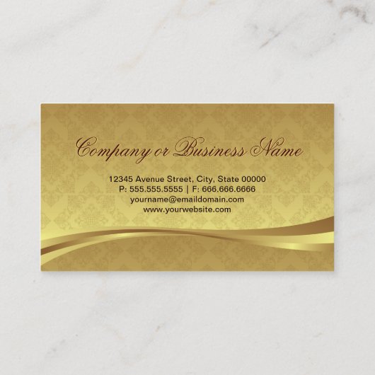 Elegant Gold Leaf-look met Luxury Damask Visitekaartje (Achterkant)