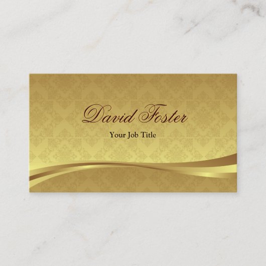 Elegant Gold Leaf-look met Luxury Damask Visitekaartje (Voorkant)