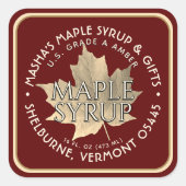 Elegant Gold Leaf Maple Syrup Sticker 1,5 inch of (Voorkant)