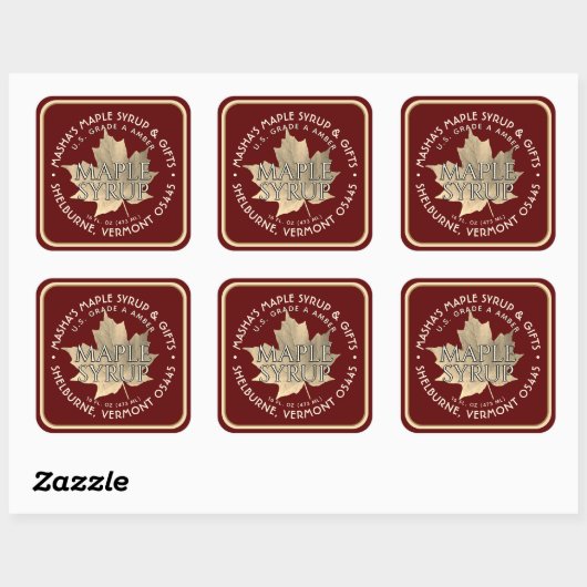 Elegant Gold Leaf Maple Syrup Sticker 1,5 inch of (Vel)