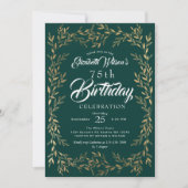 Elegant Gold Leaf Milestone Verjaardag Uitnodiging (Voorkant)