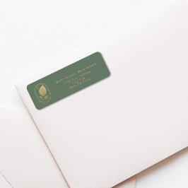 Elegant Gold Leaf Minimal Botanisch Groen Etiket