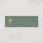 Elegant Gold Leaf Minimal Botanisch Groen Mini Visitekaartje (Voorkant)