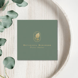 Elegant Gold Leaf Minimal Botanisch Groen Vierkante Visitekaartje