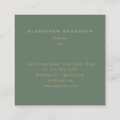 Elegant Gold Leaf Minimal Botanisch Groen Vierkante Visitekaartje (Achterkant)
