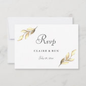 Elegant Gold Leaf Modern Wedding Invite RSVP (Voorkant)
