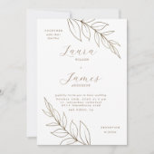 Elegant Gold Leaf Modern Wedding Kaart (Voorkant)