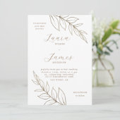 Elegant Gold Leaf Modern Wedding Kaart (Staand voorkant)