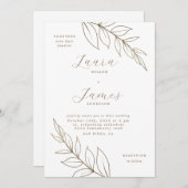 Elegant Gold Leaf Modern Wedding Kaart (Voorkant / Achterkant)