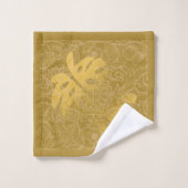 Elegant Gold Leaf Ocher Classic Patroon Bad Handdoek (Wasdoekje)
