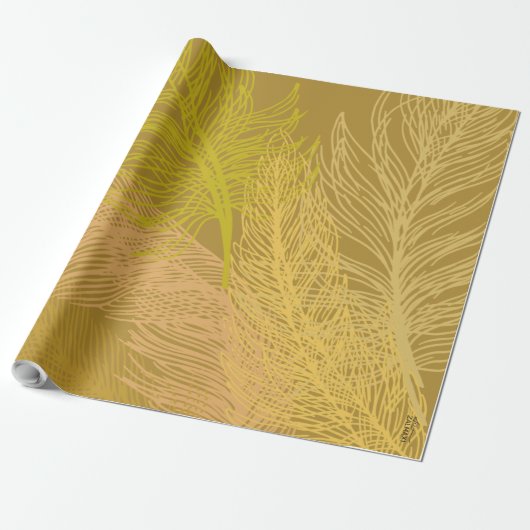 Elegant Gold Leaf Olive Background Cadeaupapier (Uitgerold)