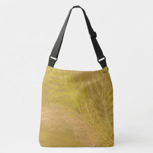 Elegant Gold Leaf Olive Background Crossbody Tas