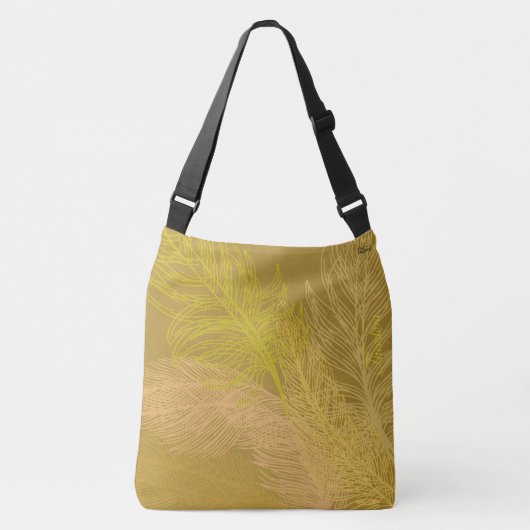 Elegant Gold Leaf Olive Background Crossbody Tas (Voorkant)