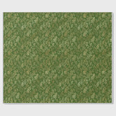 Elegant Gold Leaf Pattern Green Kerstmis Cadeaupapier (Vlak)