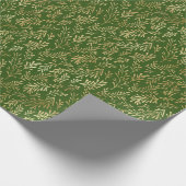Elegant Gold Leaf Pattern Green Kerstmis Cadeaupapier (Hoek)