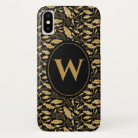 Elegant Gold Leaf Pattern Monogram