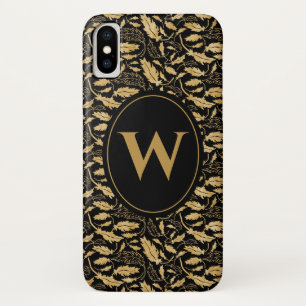 Elegant Gold Leaf Pattern Monogram Case-Mate iPhone Case