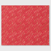 Elegant Gold Leaf Pattern Red Kerstmis Cadeaupapier (Vlak)