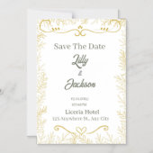 Elegant Gold Leaf Save the Date Card | Modern Wedd Magnetische Uitnodiging (Voorkant)