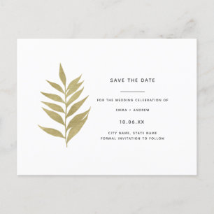Elegant Gold Leaf Save the Date Uitnodiging Briefkaart