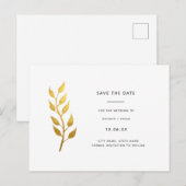 Elegant Gold Leaf Save the Date Uitnodiging Briefkaart (Voorkant / Achterkant)