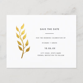 Elegant Gold Leaf Save the Date Uitnodiging Briefkaart