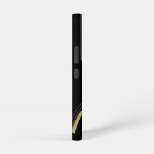 Elegant Gold Leaf Swirl Black Monogram Samsung Galaxy Hoesje (Rechterkant)