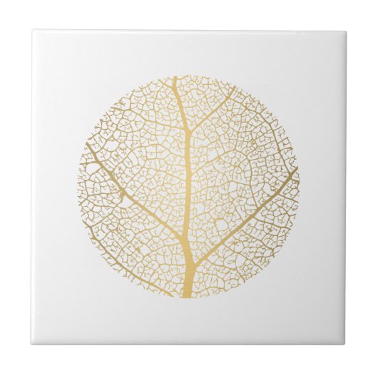 Elegant Gold Leaf Tree - keramische tegels Tegeltje (Voorkant)