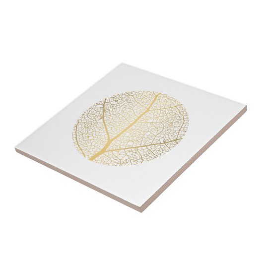 Elegant Gold Leaf Tree - keramische tegels Tegeltje (Zijkant)