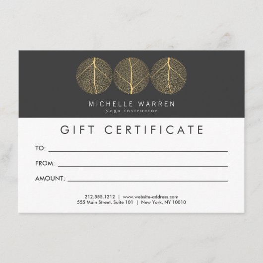 Elegant Gold Leaf Trio Logo Cadeaubon (Voorkant)