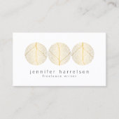 Elegant Gold Leaf Trio Logo op Wit Visitekaartje (Voorkant)