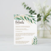 Elegant Gold Leaf Wedding Details Kaart invoegen (Staand voorkant)