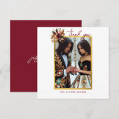 Elegant Gold Leaf Wedding Photo Thank You Card Bedankkaart (Voorkant / Achterkant)