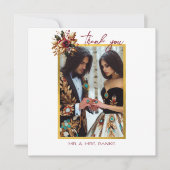 Elegant Gold Leaf Wedding Photo Thank You Card Bedankkaart (Voorkant)