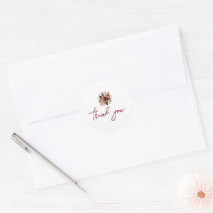 Elegant Gold Leaf Wedding Photo Thank You Card Ronde Sticker