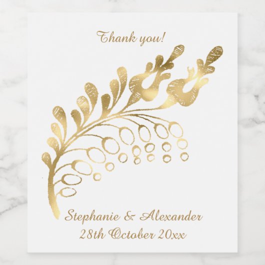 ELEGANT GOLD LEAF  WIJNETIKET WIJN ETIKET (Enkel label)