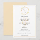 Elegant Gold Leaf Wreath Monogram Wedding Kaart (Voorkant / Achterkant)