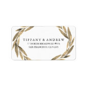 Elegant Gold Leaf Wreath Weddenschap Label (Voorkant)