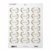 Elegant Gold Leaf Wreath Weddenschap Label (Full Sheet)