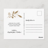 Elegant Gold Leafy 4 Foto Collage kerstpost Briefkaart (Achterkant)
