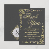 Elegant Gold Leafy-wijnstokken op zwart Bedankkaart (Voorkant / Achterkant)