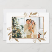 Elegant Gold Leaves 4 Photo Collage kerstkaart (Achterkant)