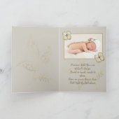 Elegant Gold Leaves Baptism/Christening Foto Kaart (Binnen)