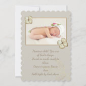 Elegant Gold Leaves Baptism/Christening Photo Flat Kaart (Achterkant)