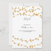 Elegant Gold Leaves Black and White Wedding Kaart (Achterkant)
