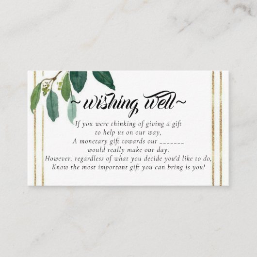 Elegant Gold Leaves die goed willen wedden Informatiekaartje (Voorkant)
