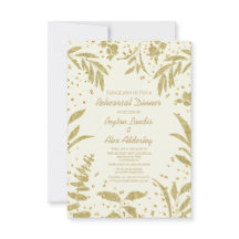 Elegant Gold Leaves Glitter Wedding Rehearings